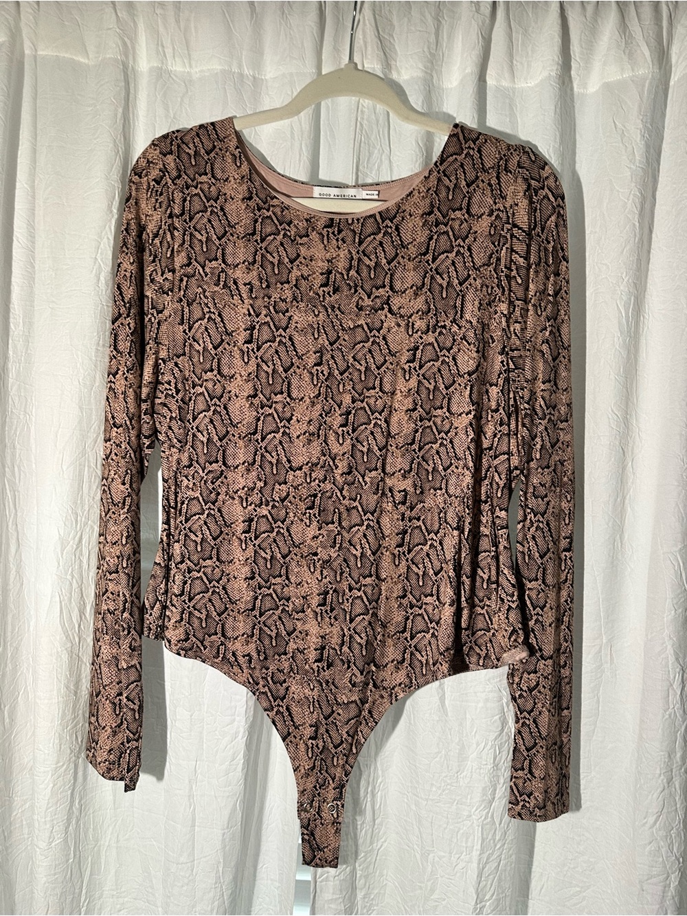 Good American Brown Snake Print Long Sleeve Bodysuit